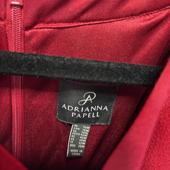 Adrianna Papell Red Flutter Party Dress Womens 16W Cold Shoulder Midi Cocktail - Picture 5 of 15